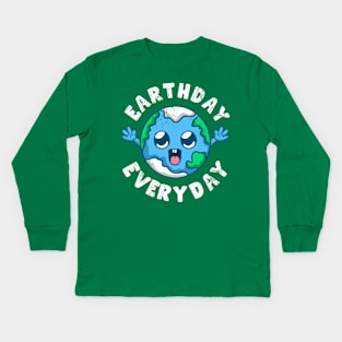 Earthday Everyday Earth Environment Climate Change Kids Long Sleeve T-Shirt